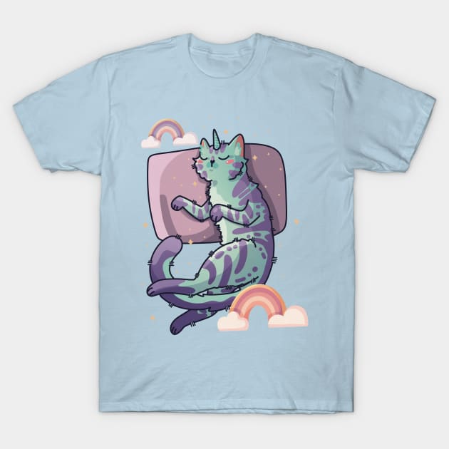 Sleeping Unikitty - Kawaii Cat Design T-Shirt by Feline Emporium